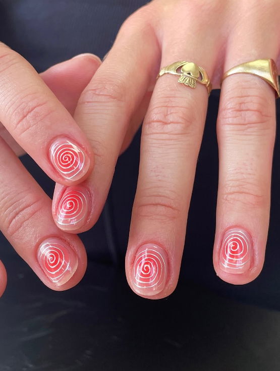 red and silver nails