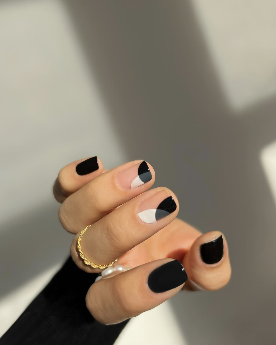 Black abstract nails | Live That Glow Black abstract nails