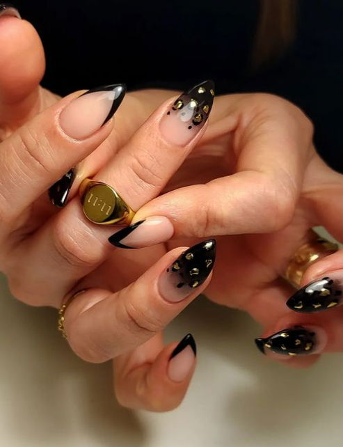 black french tip stiletto nails