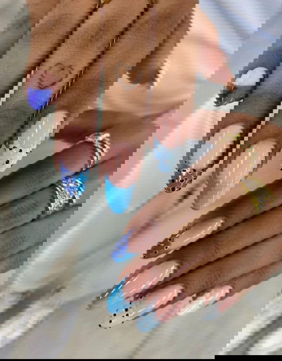 french tips with 3d dots