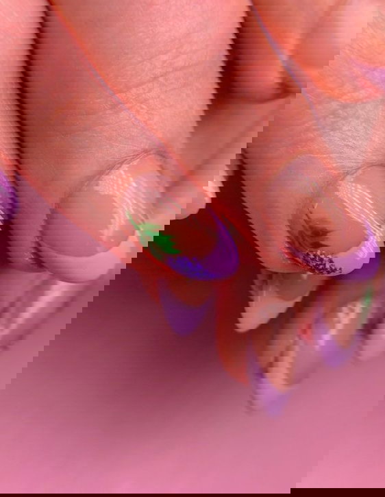 lavender almond french tip nails