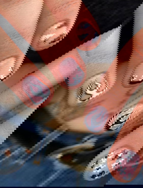 mismatched black french tip nails