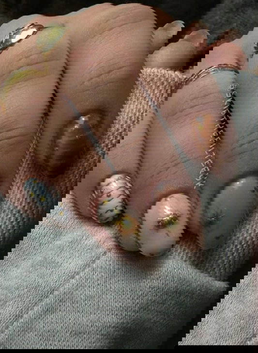 neutral almond nails with brown and gold | Live That Glow neutral almond nails with brown and gold