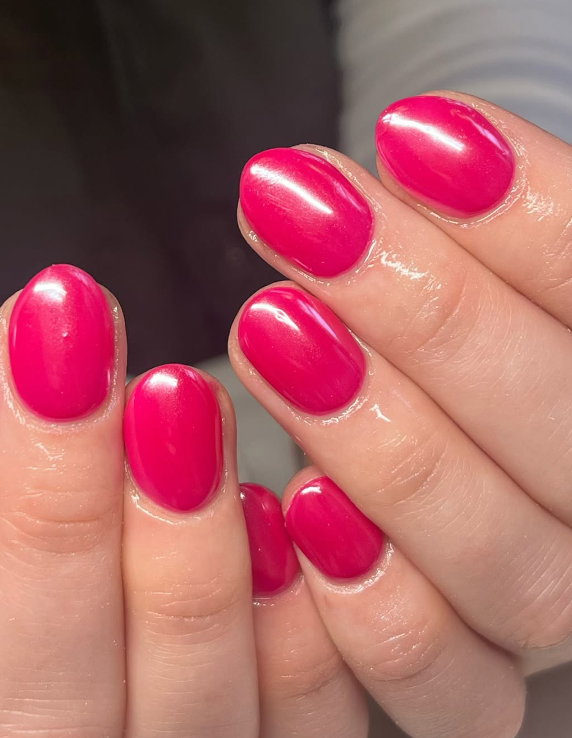 hot pink chrome nails