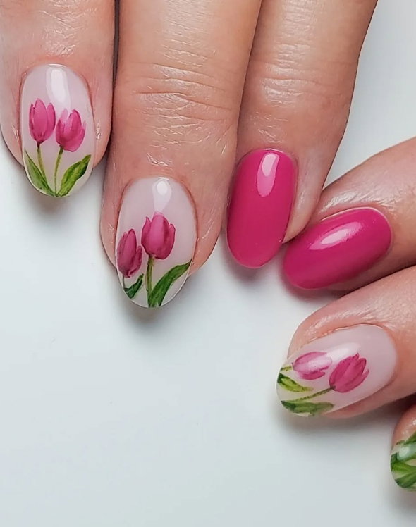 rose pink nails