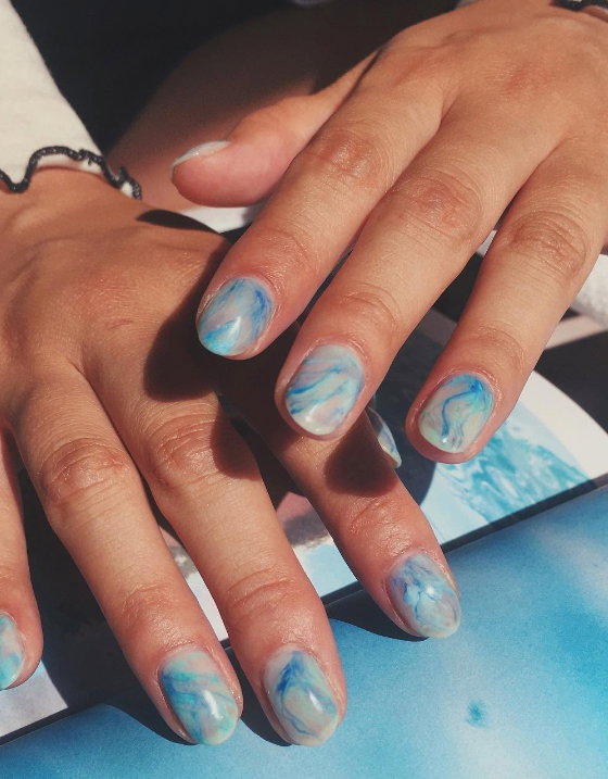 light blue nails