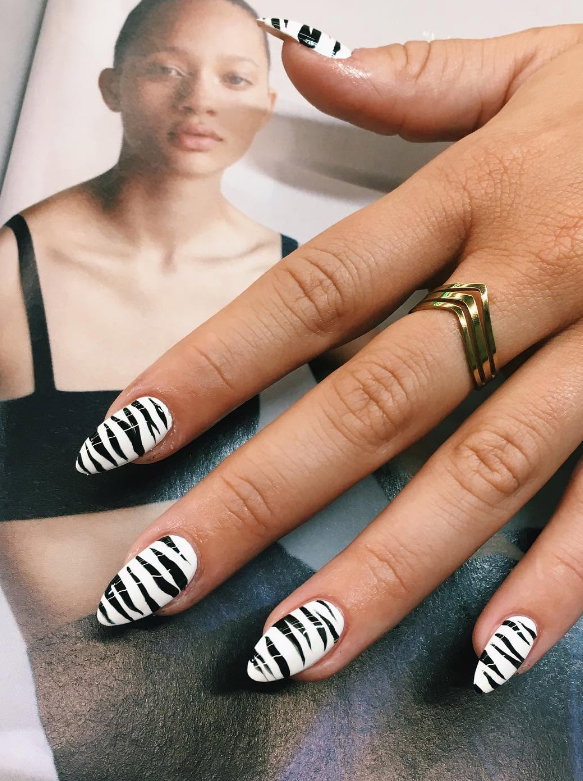 black and white nails