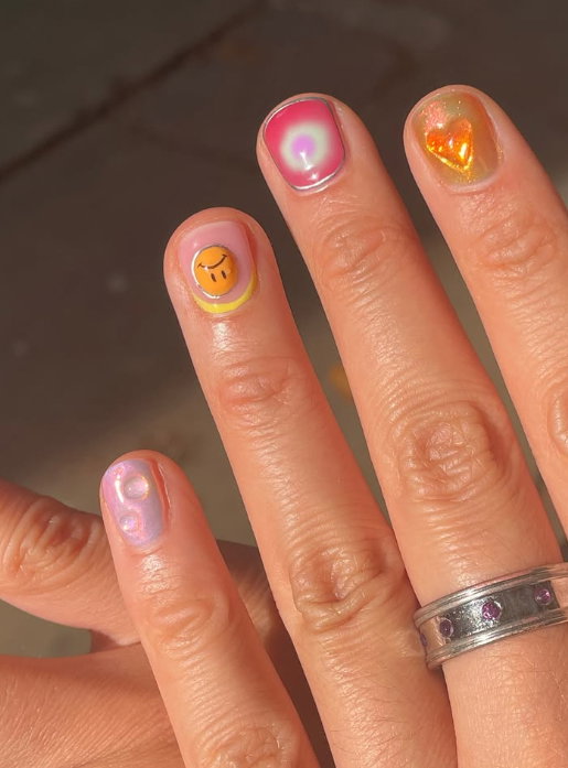 3d smiley face nails