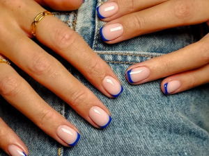 blue french tip nails