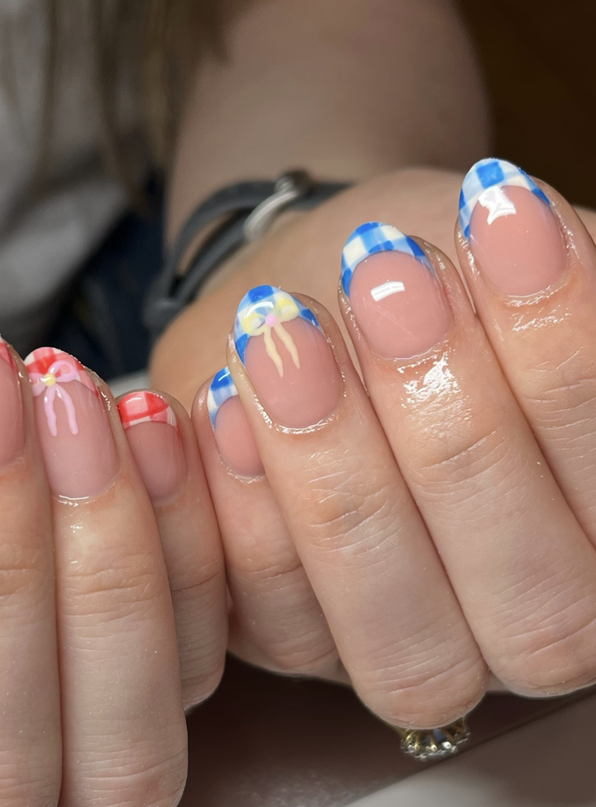Baby blue coquette French tips | Live That Glow Baby blue coquette French tips