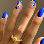 Blue French tip nail design