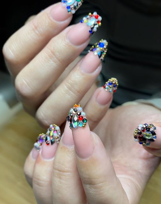 acrylic nails with gems