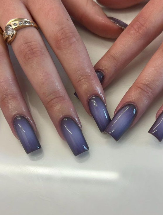 black and grey aura nails