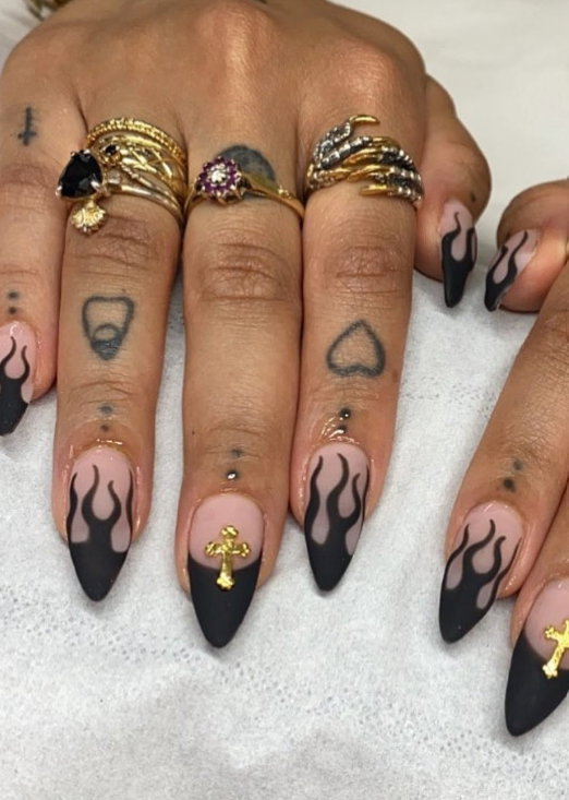 black matte nail design
