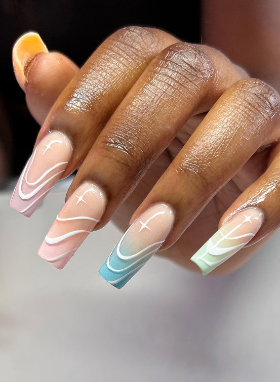pastel ombre nails with pink | Live That Glow pastel ombre nails with pink