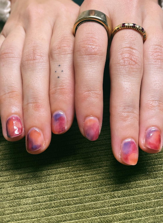 smokey neutral multicoloured nails