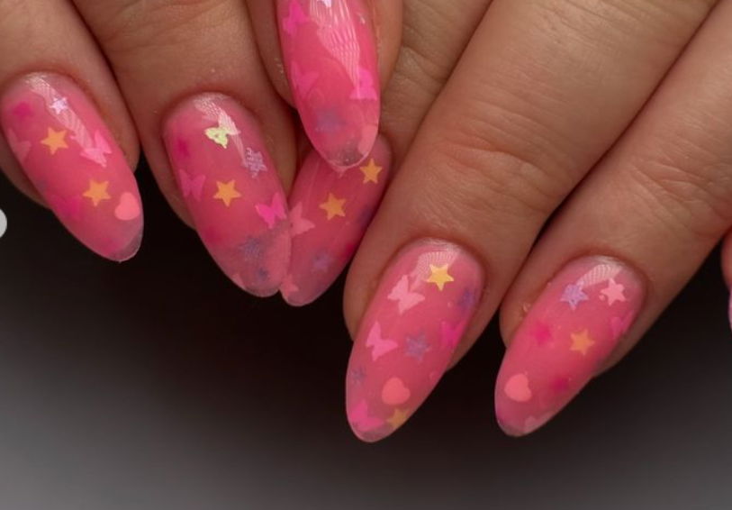 pink valentines nails