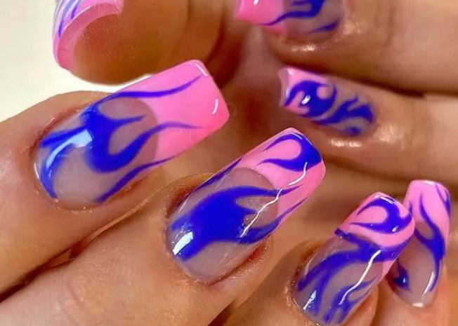 blue flame nails