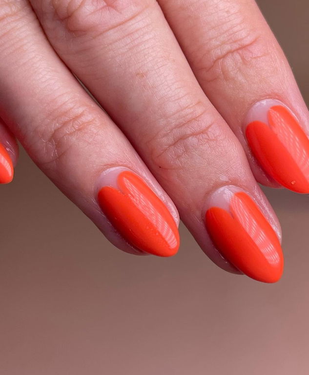 orange heart nails