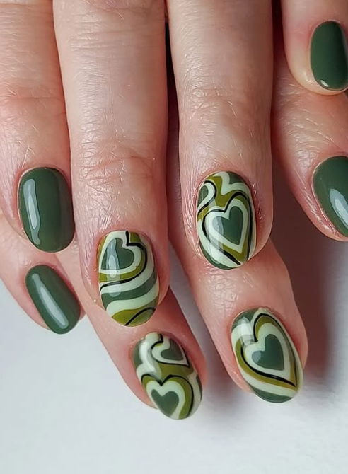 green swirl nails brown