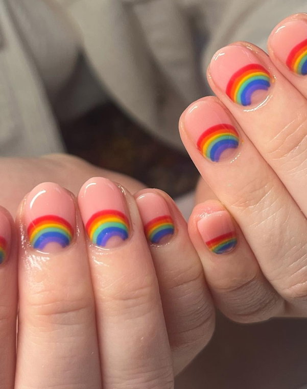 half moon rainbow spring nails