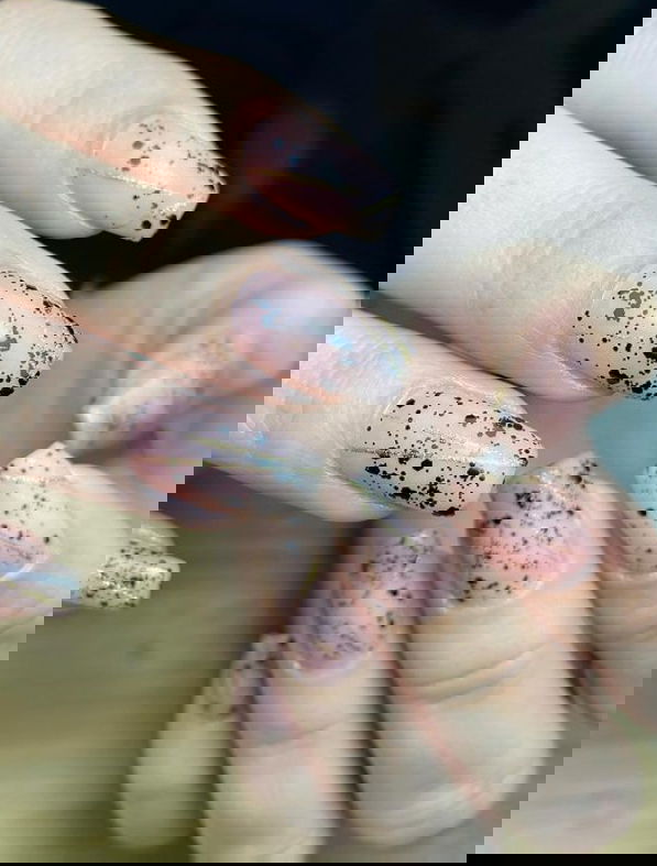 baby pink and black nails