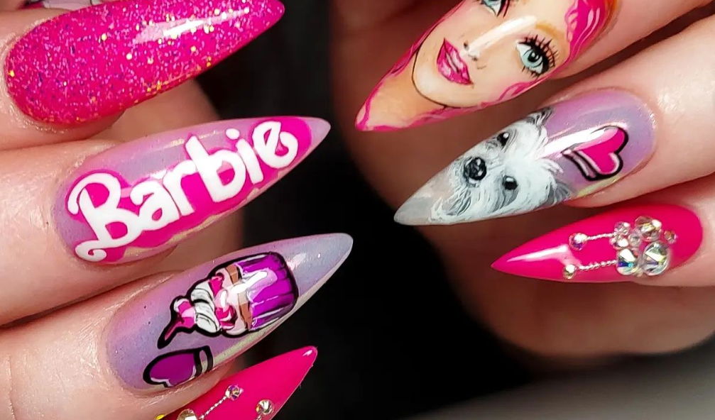 barbie valentines nails