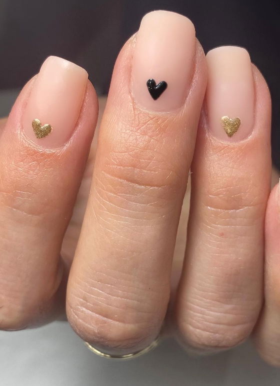 black and gold hearts