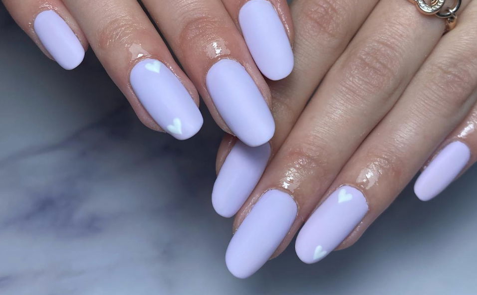 lilac valentines nails