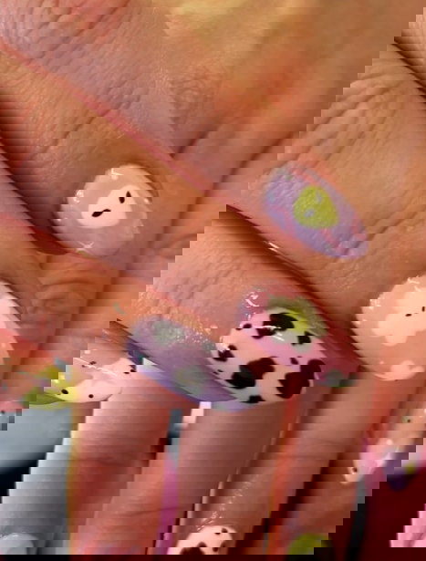 mismatched spring almond nails