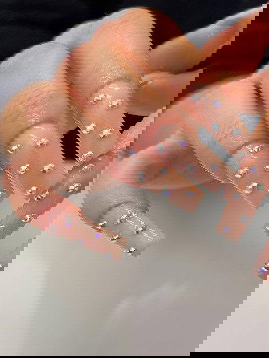 neutral nails with gems spring