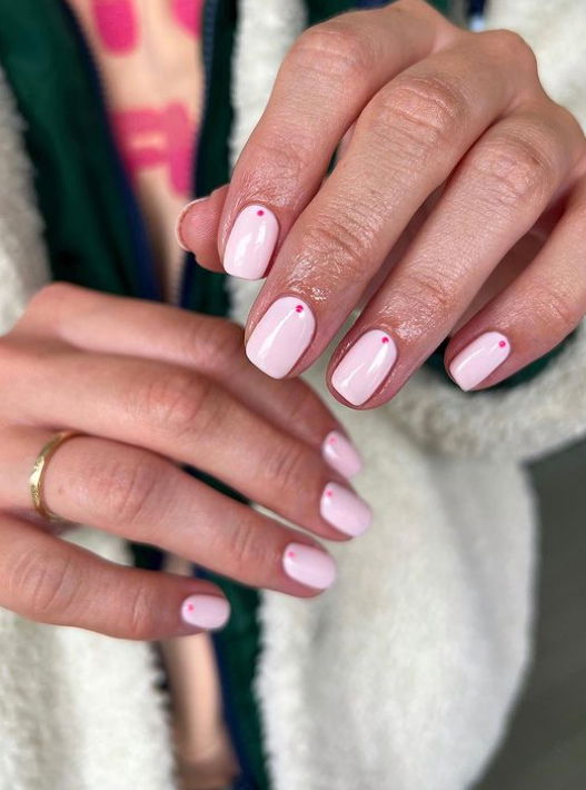 pastel pink nails with dots | Live That Glow pastel pink nails with dots