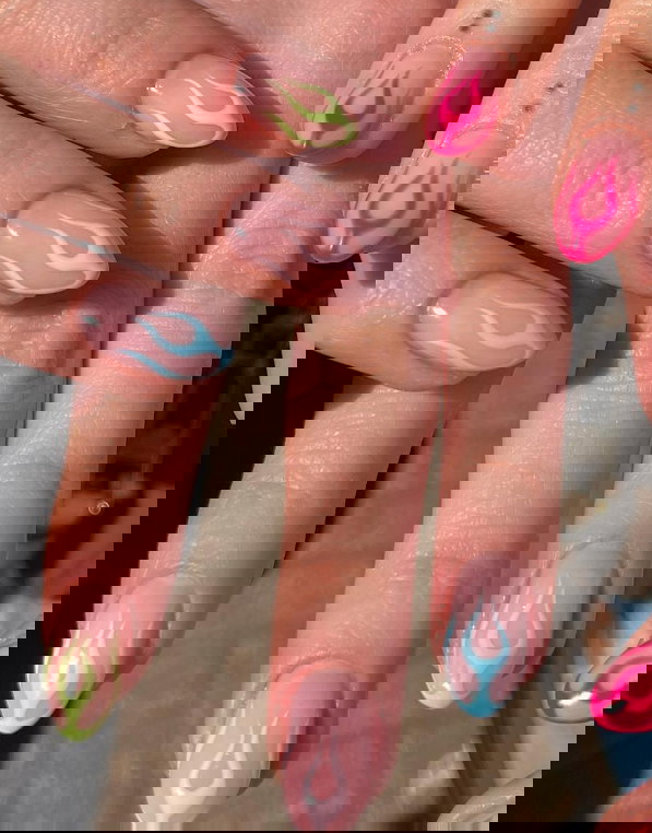 pastel spring flame nails