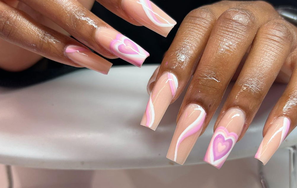 pastel valentines nails