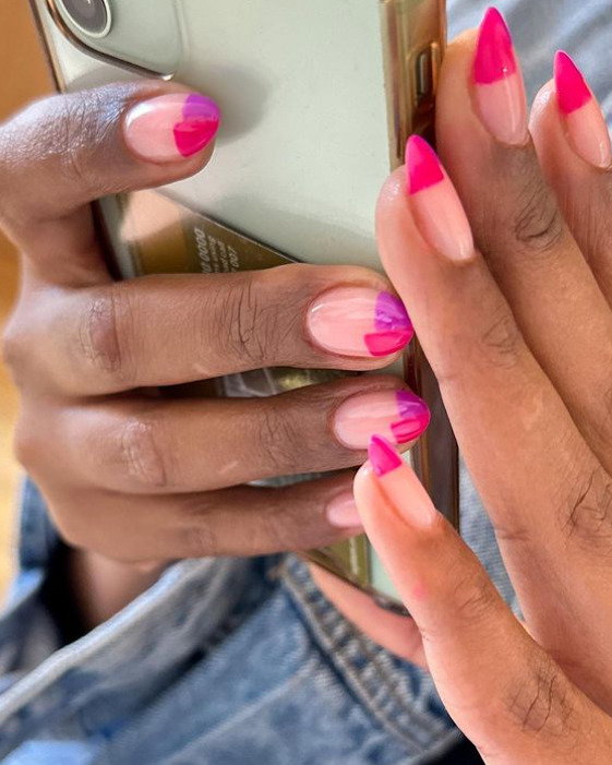 pink french tip nails