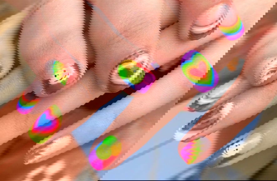 pride valentines nails