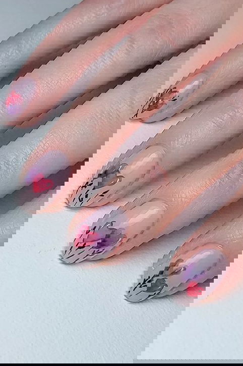 red and purple hearts