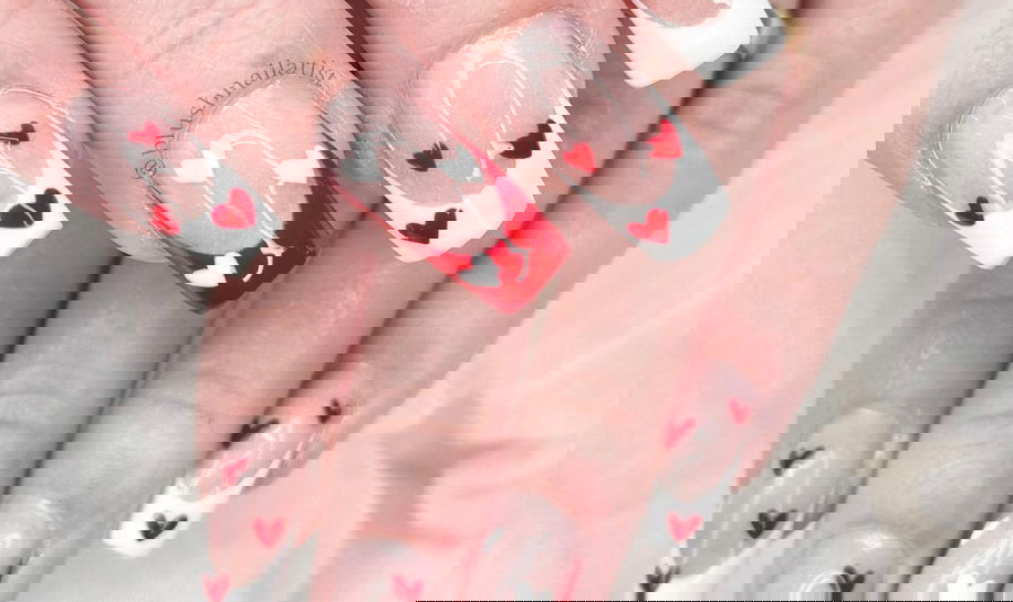 red and white french tip valentines nails