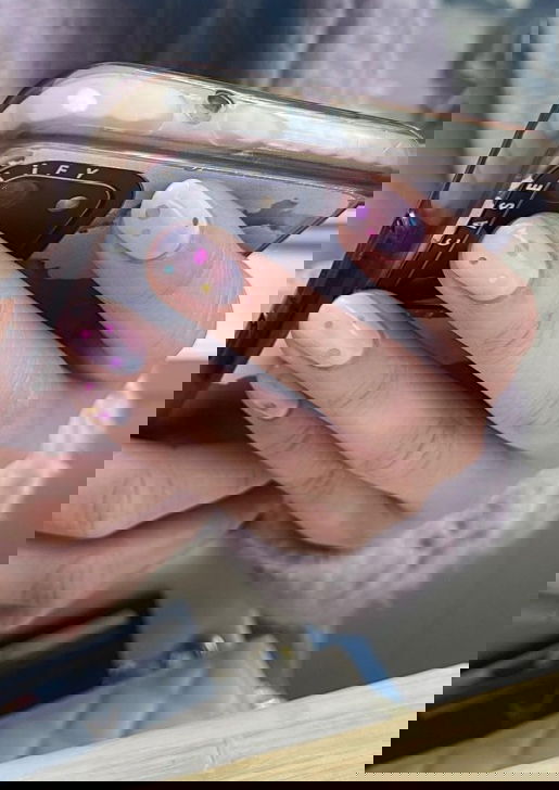 white nails with pastel dots | Live That Glow white nails with pastel dots