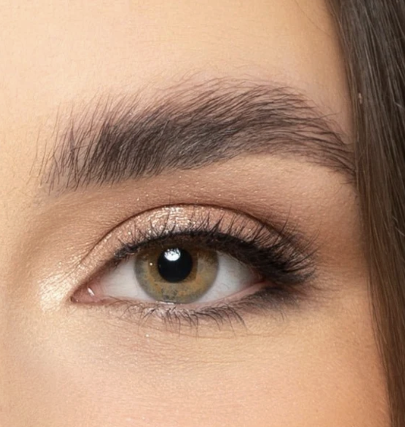 Close-up of an eye wearing magnetic false lashes with black eyeliner