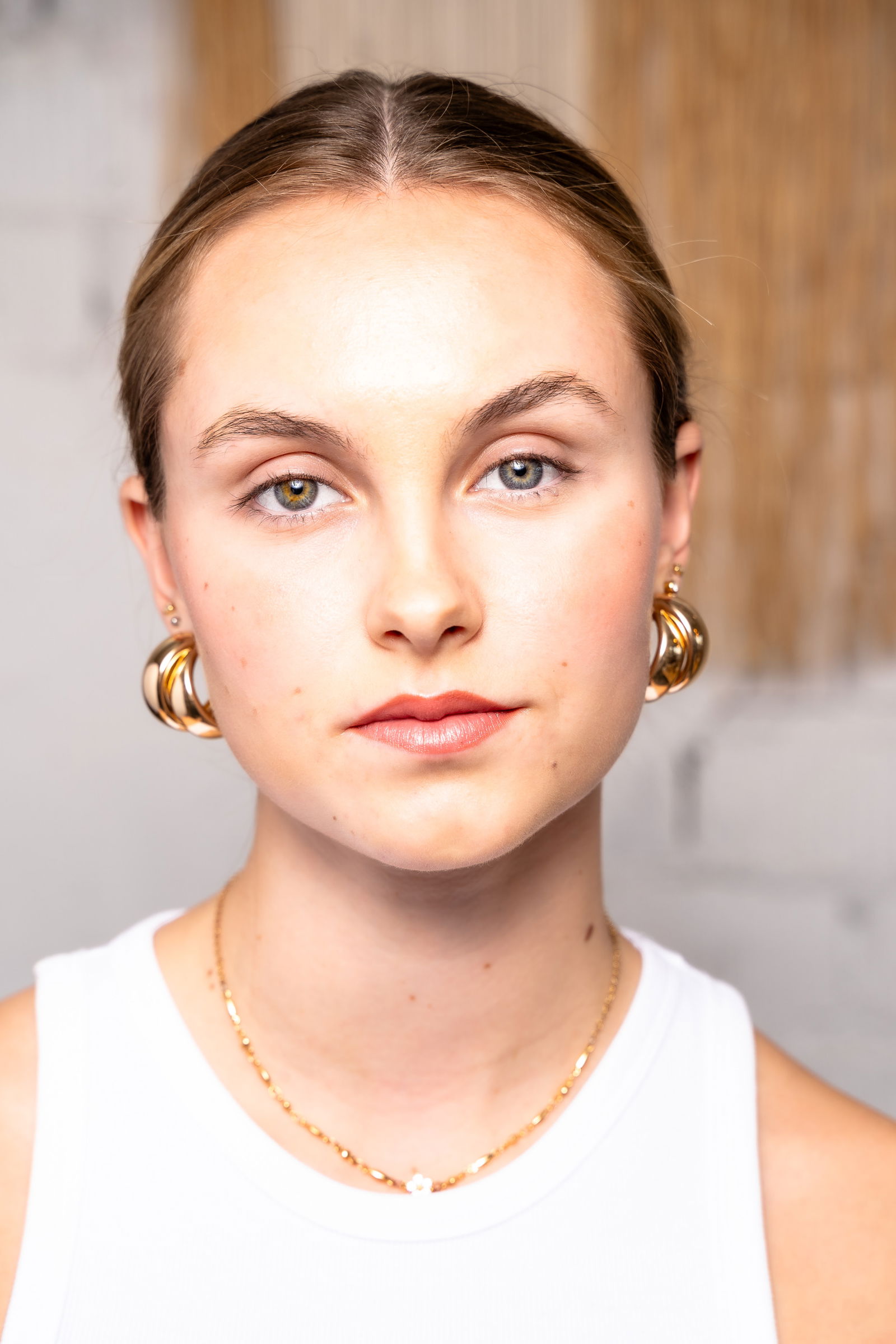 Woman after applying lipstick