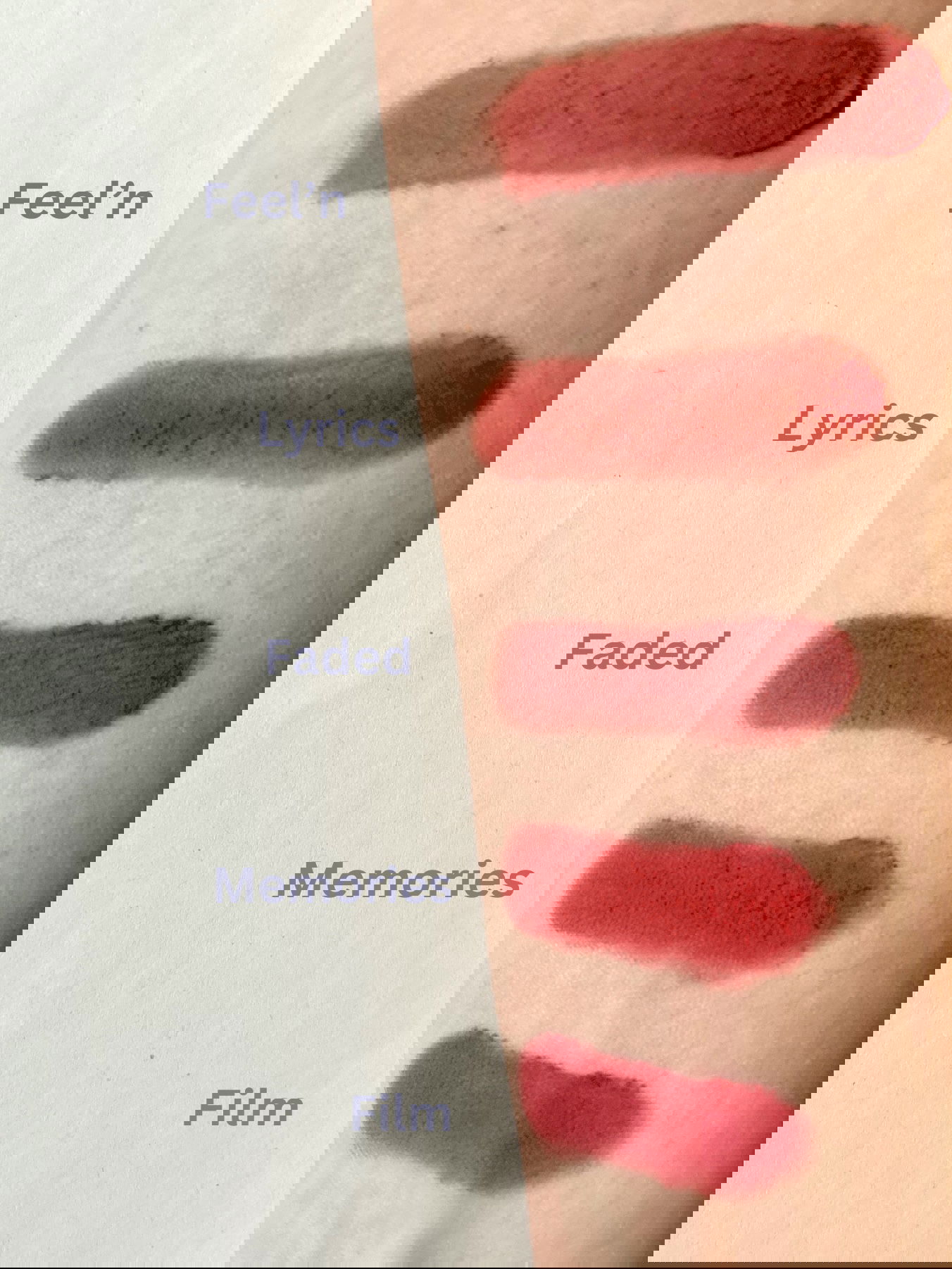 Fwee Lip & Cheek Blurry Pudding Pot swatches in Feel'n, Lyrics, Faded, Memories, and Film