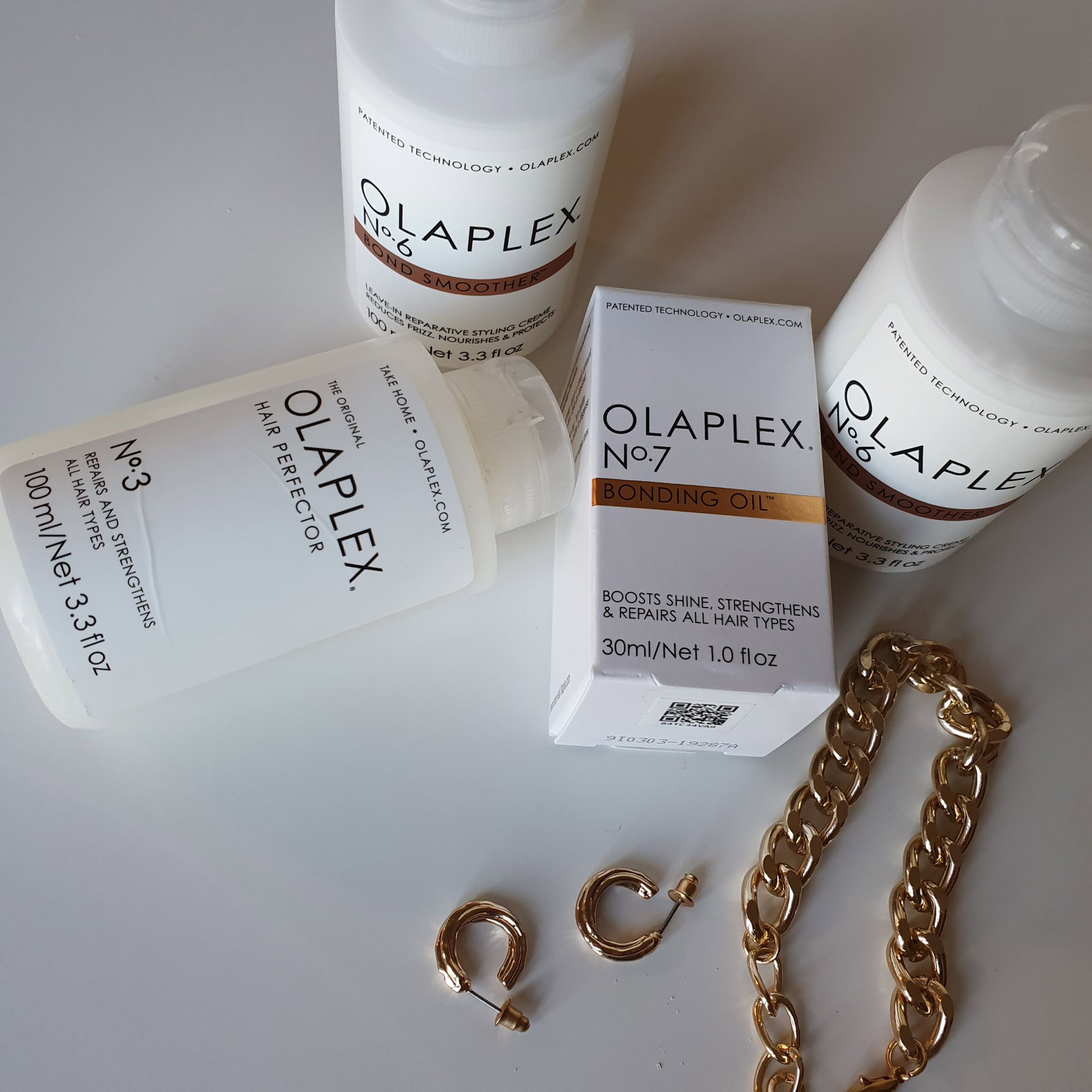 Olaplex No. 3 Hair Perfector and other Olaplex hair treatments used for comparison with K18