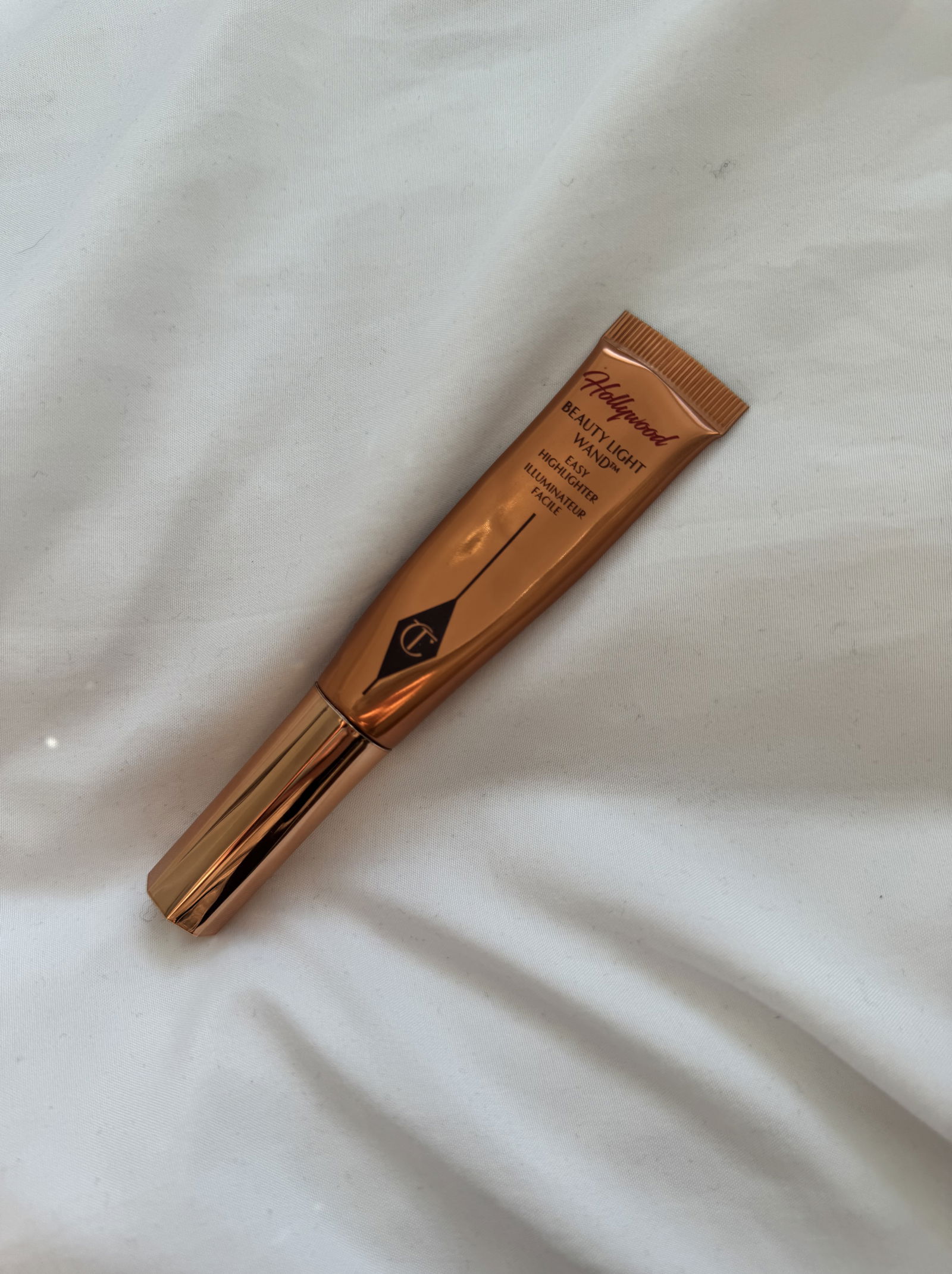 Beauty journalist wearing Charlotte Tilbury Beauty Light Wand