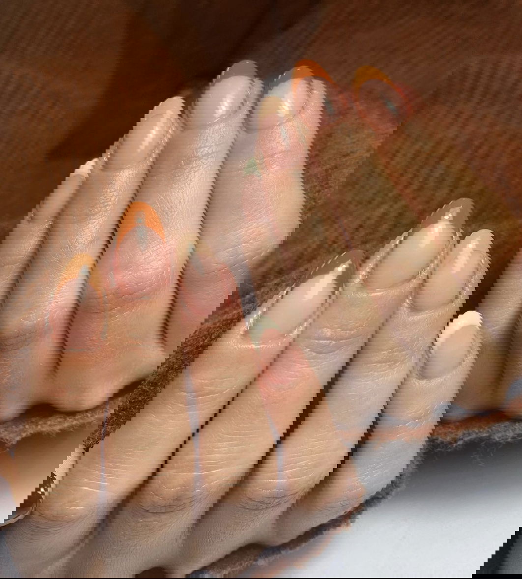 French tip gingerbread nails