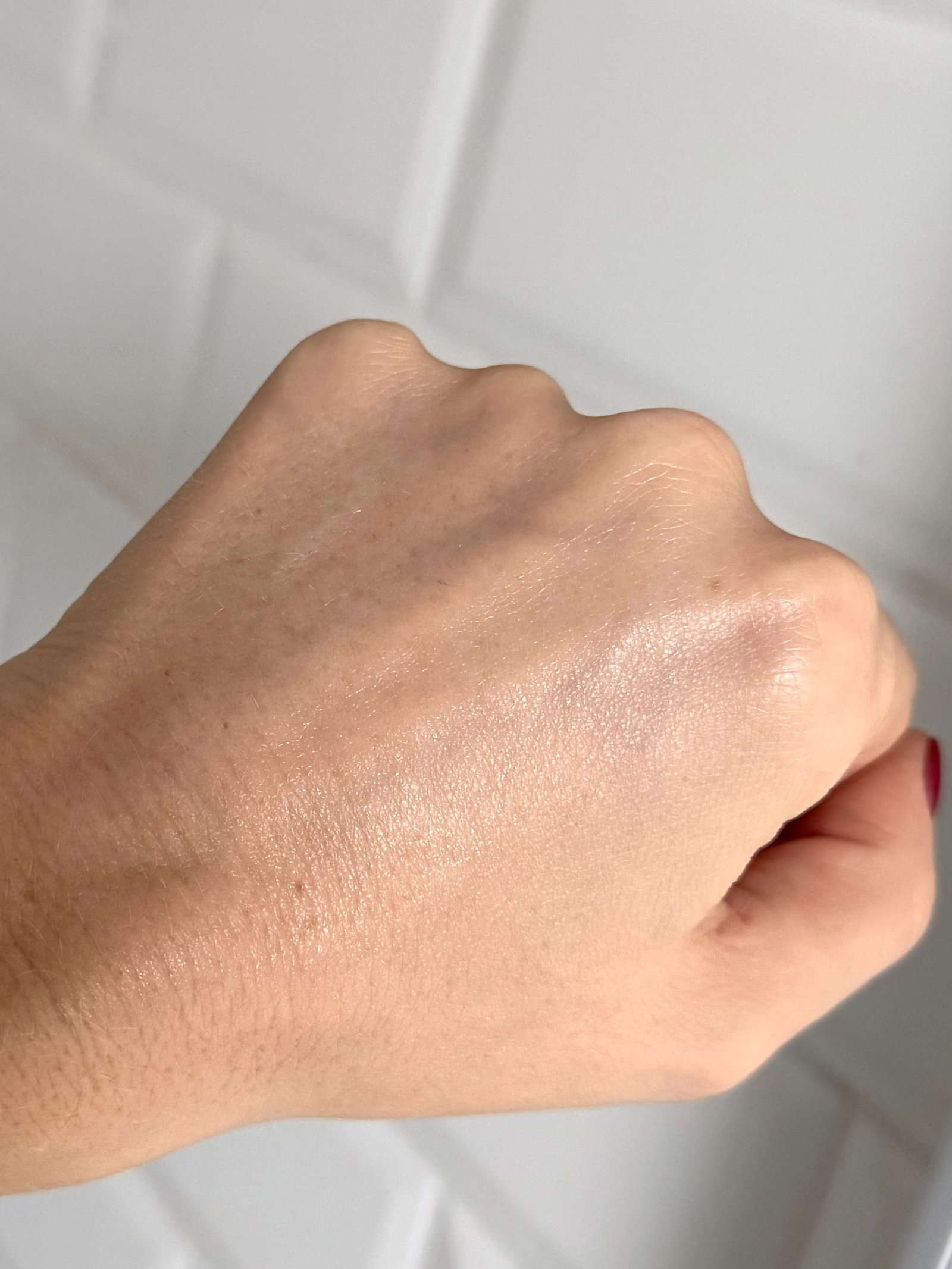 Beauty of Joseon’s Relief Sun Rice + Probiotics SPF 50+ swatch rubbed in on hand
