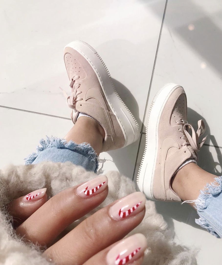 Simple Christmassy candy cane nails