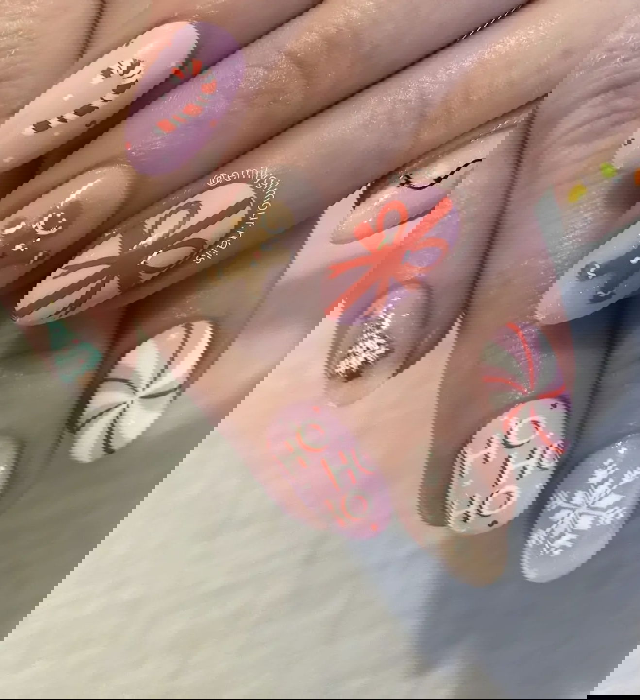 Gingerbread gel Christmas nails