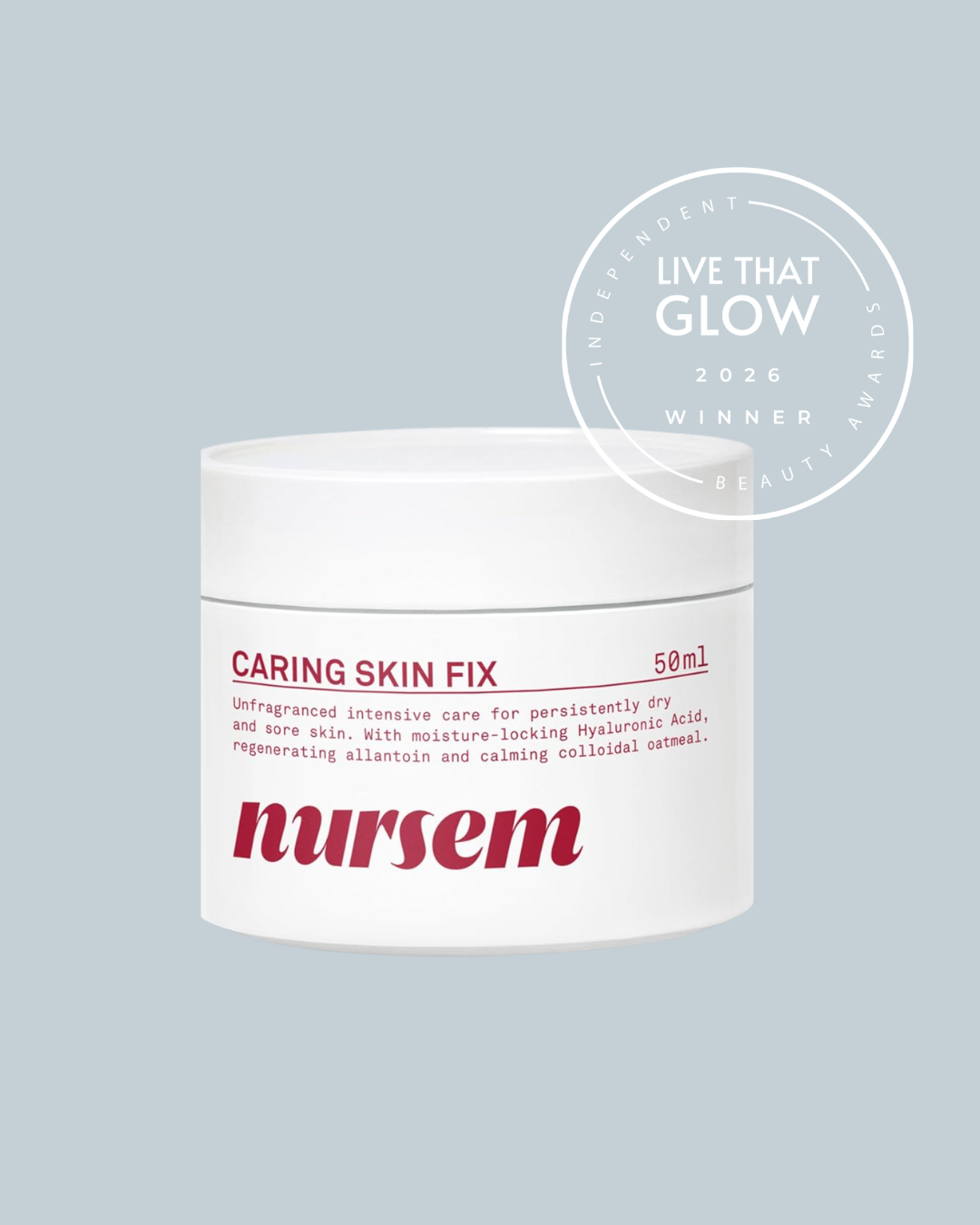Live That Glow Independent Beauty Awards 2026 Beauty Community Award Winner - Nursem | Live That Glow Beauty Community Award 2026: Winner image for the Live That Glow Independent Beauty Awards 2026 showing Nursem, winner of the Beauty Community Award 2026.