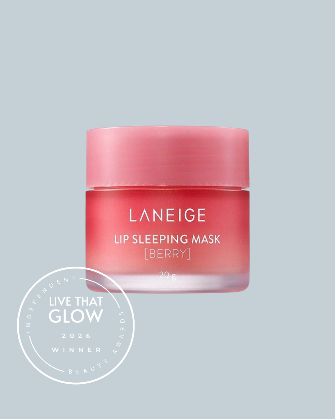 Live That Glow Independent Beauty Awards 2026 Best Lip Product Winner - Laneige Lip Sleeping Mask | Live That Glow Best Lip Product: Winner image for the Live That Glow Independent Beauty Awards 2026 showing Laneige Lip Sleeping Mask, winner of Best Lip Product.